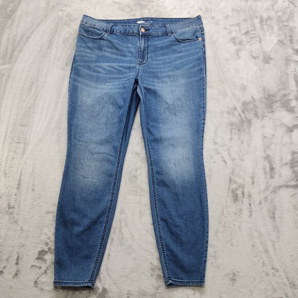Old Navy Jeans Womens 18 Blue Mid Rise Super Skinny Ankle Stretch Denim Casual - Picture 1 of 9